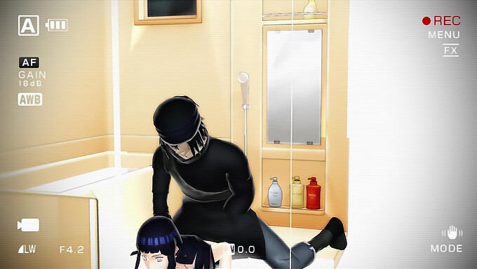 Sasuke Se Envolve Em Atividade Sexual Com Hinata Sob O Olhar Atento De Um Observador Maduro.