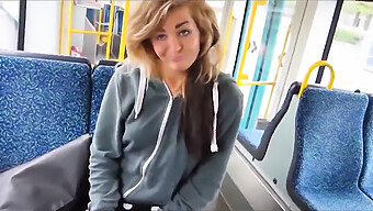 Girl Indulges In Self-Pleasure On The Tram