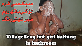 Steamy Solo Session: Pakistani Beauty Bathes And Teases