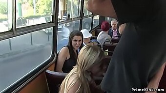 Blonde Receives Facial In Public Transit With Kinky And Humiliating Elements