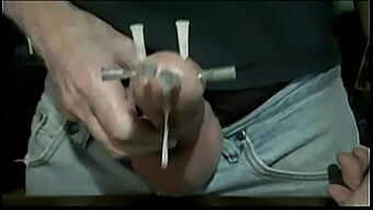 Soloboy'S Intense Cock Play With Needles And Cumshot