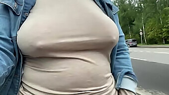 Mature Wife Reveals Saggy Breasts In Public