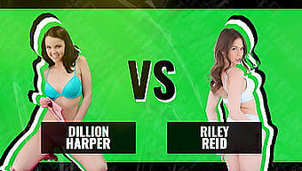 Bakifrån Faceoff: Riley Reid Vs. Dillion Harper I En Het Teamskeet-Video