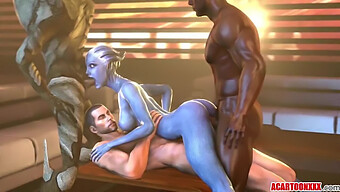 Liara T'Soni的巨大乳房和臀部被大力插入